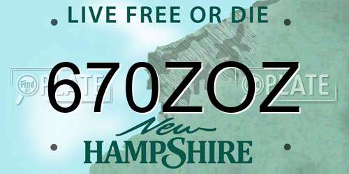 670ZOZ New Hampshire License Plate