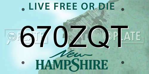 670ZQT New Hampshire License Plate