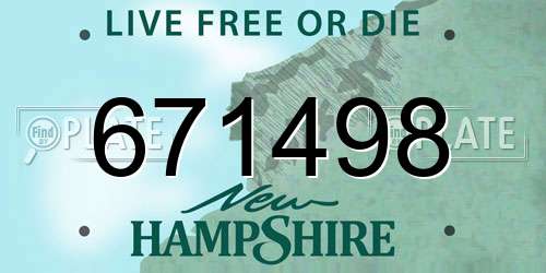 671498 New Hampshire License Plate