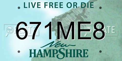 671ME8 New Hampshire License Plate