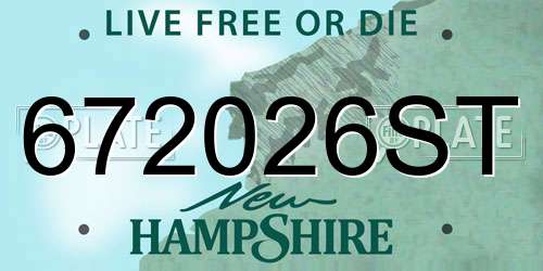 672026ST New Hampshire License Plate