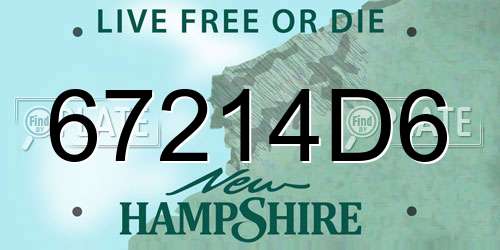 67214D6 New Hampshire License Plate