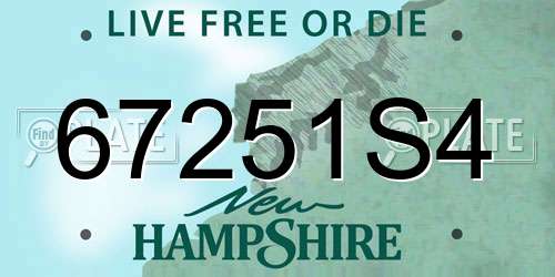 67251S4 New Hampshire License Plate