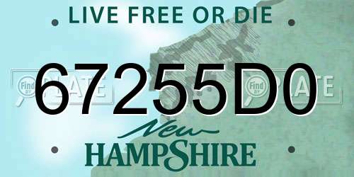 67255D0 New Hampshire License Plate