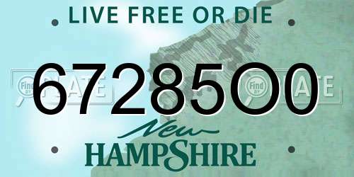 67285O0 New Hampshire License Plate