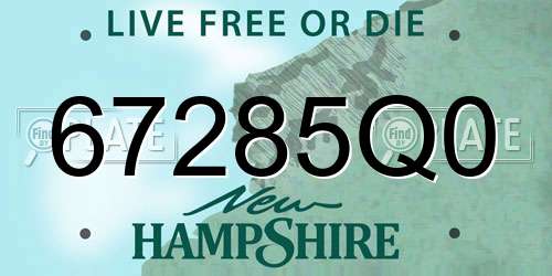 67285Q0 New Hampshire License Plate