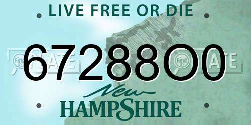 67288O0 New Hampshire License Plate