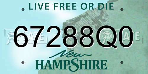67288Q0 New Hampshire License Plate