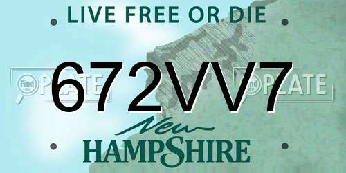 672VV7 New Hampshire License Plate