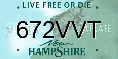 672VVT New Hampshire License Plate