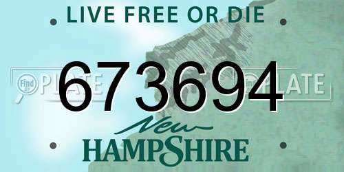 673694 New Hampshire License Plate
