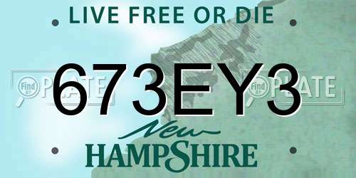 673EY3 New Hampshire License Plate