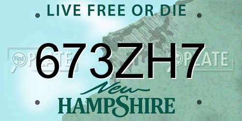673ZH7 New Hampshire License Plate