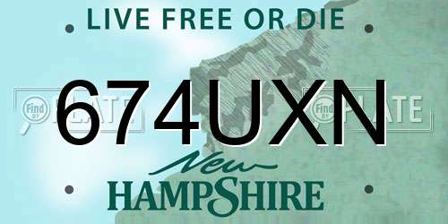 674UXN New Hampshire License Plate
