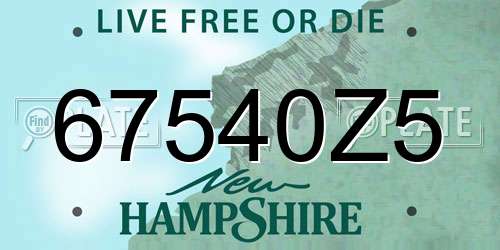 67540Z5 New Hampshire License Plate