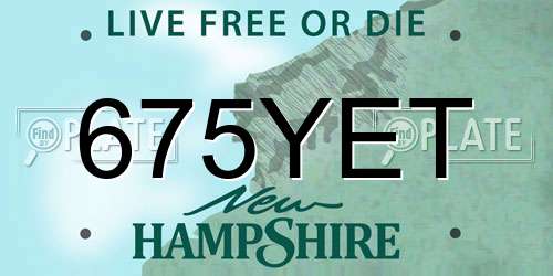 675YET New Hampshire License Plate