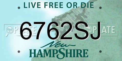 6762SJ New Hampshire License Plate