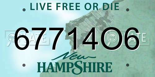 67714O6 New Hampshire License Plate