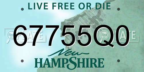 67755Q0 New Hampshire License Plate