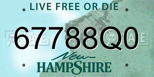 67788Q0 New Hampshire License Plate
