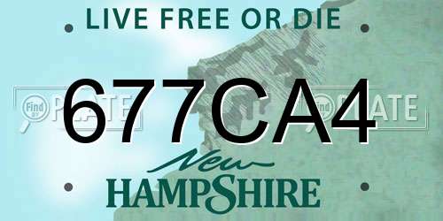 677CA4 New Hampshire License Plate