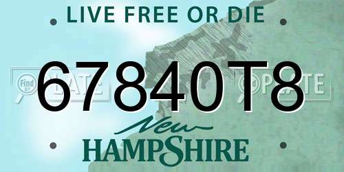 67840T8 New Hampshire License Plate
