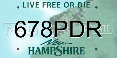 678PDR New Hampshire License Plate