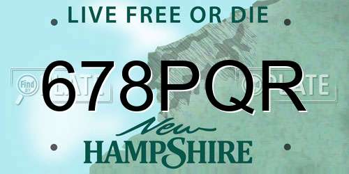 678PQR New Hampshire License Plate