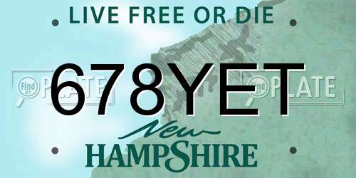 678YET New Hampshire License Plate