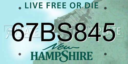 67BS845 New Hampshire License Plate