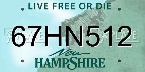 67HN512 New Hampshire License Plate