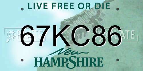 67KC86 New Hampshire License Plate