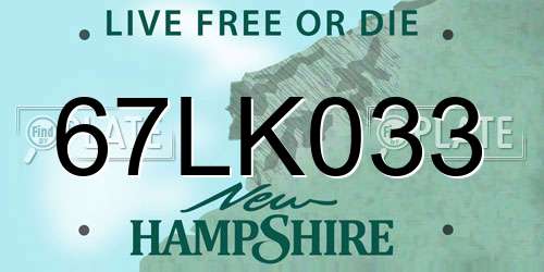 67LK033 New Hampshire License Plate