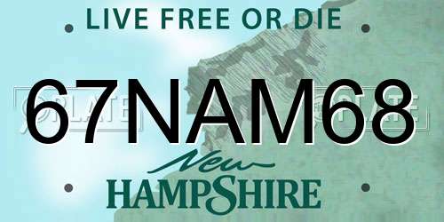 67NAM68 New Hampshire License Plate