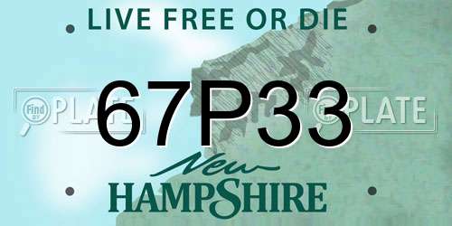 67P33 New Hampshire License Plate