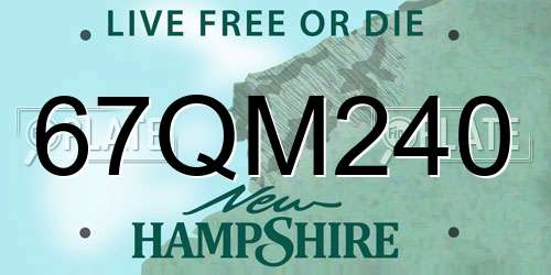 67QM240 New Hampshire License Plate