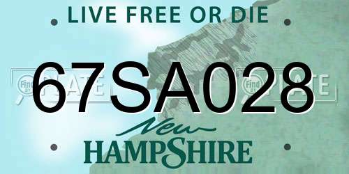 67SA028 New Hampshire License Plate