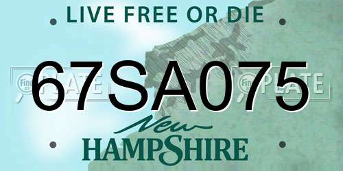 67SA075 New Hampshire License Plate