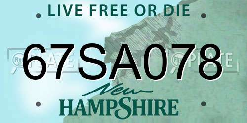 67SA078 New Hampshire License Plate