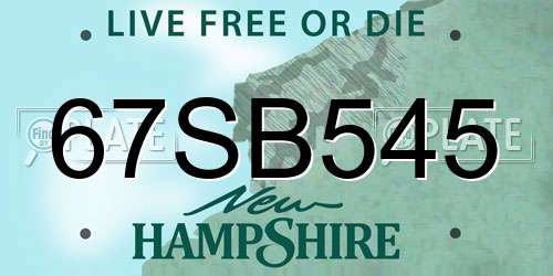 67SB545 New Hampshire License Plate