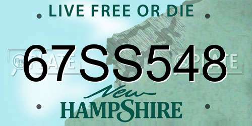 67SS548 New Hampshire License Plate