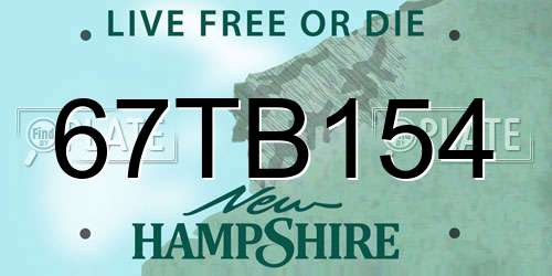 67TB154 New Hampshire License Plate
