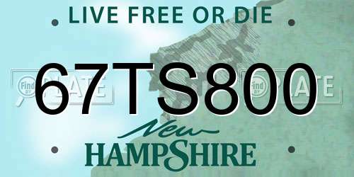 67TS800 New Hampshire License Plate