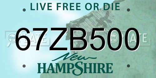 67ZB500 New Hampshire License Plate