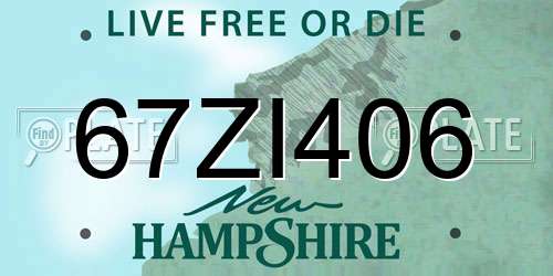 67ZI406 New Hampshire License Plate