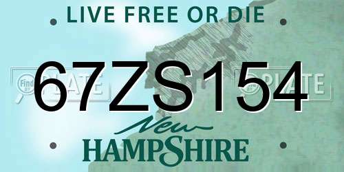 67ZS154 New Hampshire License Plate
