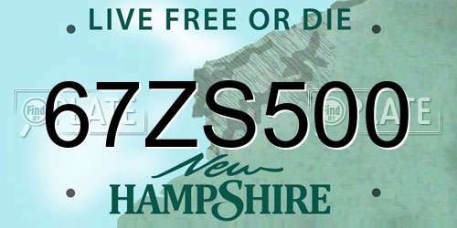 67ZS500 New Hampshire License Plate