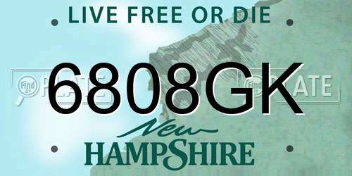 6808GK New Hampshire License Plate