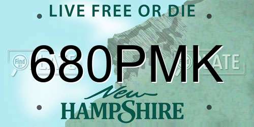 680PMK New Hampshire License Plate