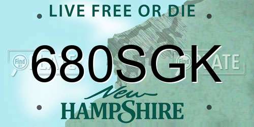 680SGK New Hampshire License Plate